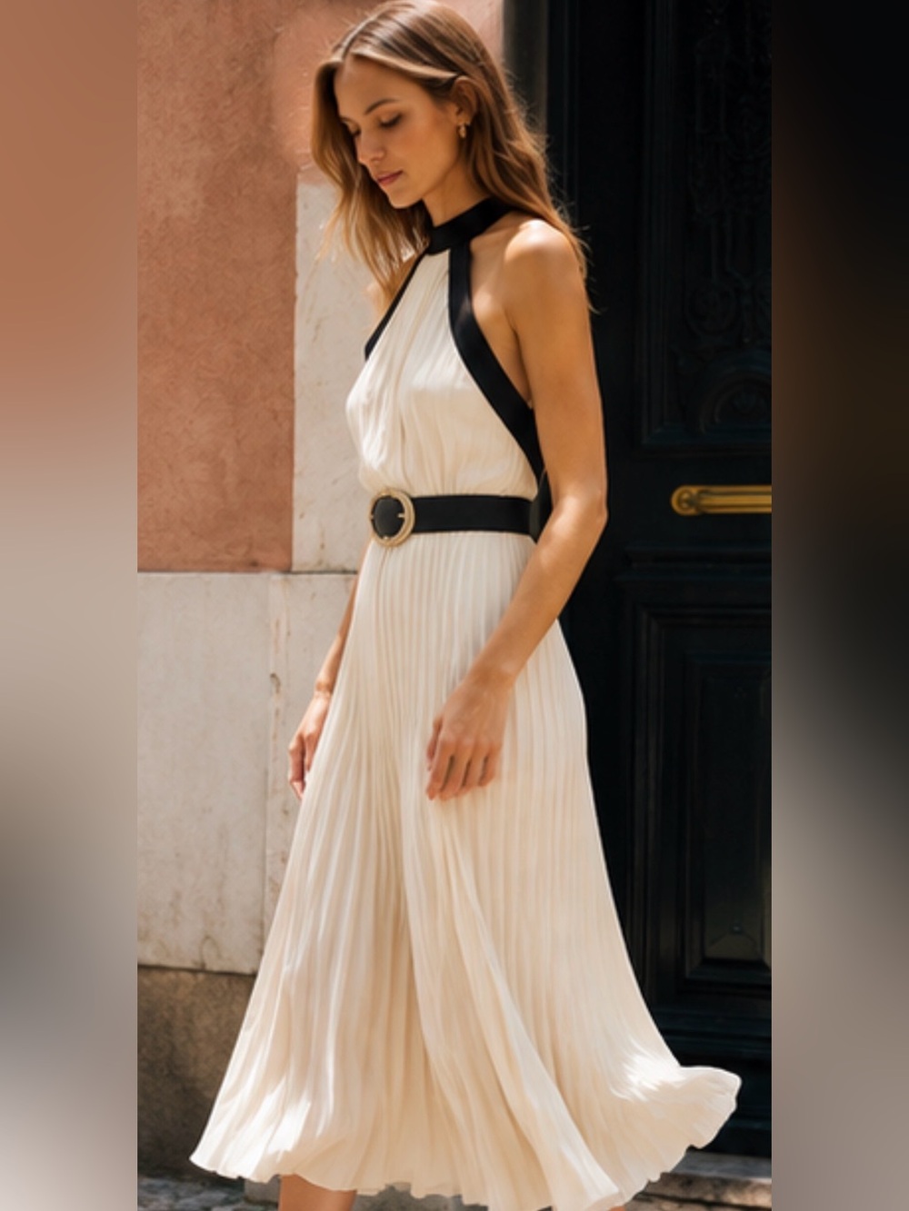 NWT🔥COMBINATION BELTED MIDI DRESS